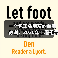 一个包工头朋友的血泪教训：2026年工程租赁行业未来前瞻 - 天诚一站式工程设备租赁