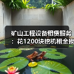 矿山工程设备租赁服务：花1200块挖机租